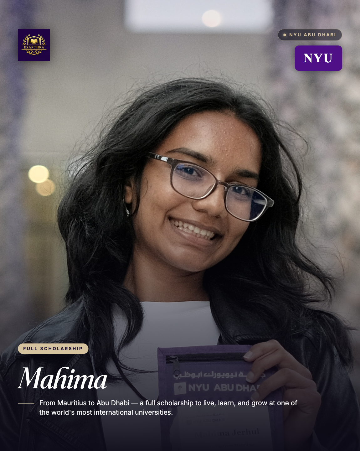 Mahima — NYU Abu Dhabi, Full Scholarship